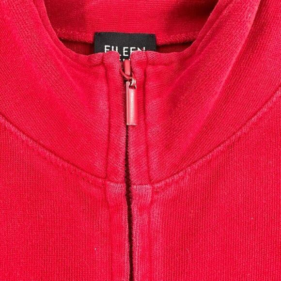 Eileen Fisher Womens Mock Neck Stretch Long Sleeve Zip Up Jacket Red Size Medium - Picture 4 of 8